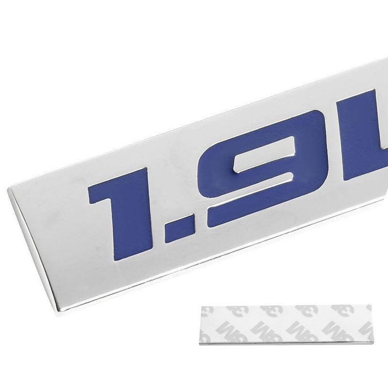 Blue/Chrome 1.9L Logo Rear Trunk Metal Number Badge Decal Sticker Emblem Plate-Exterior-BuildFastCar