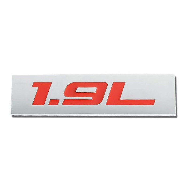 Red/Chrome 1.9L Sign Logo Back Trunk Polished Badge Decal Emblem 3M Tape-Exterior-BuildFastCar
