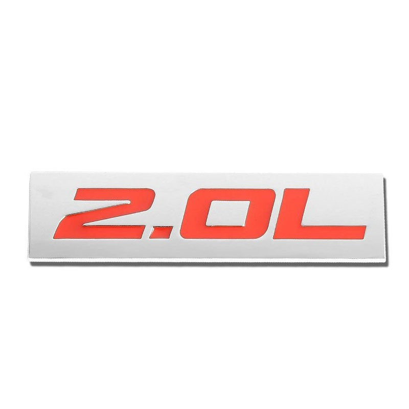 Red/Chrome 2.0L 2.0 L Sign Rear Trunk Metal Badge Decal Emblem Plate Tape-Exterior-BuildFastCar