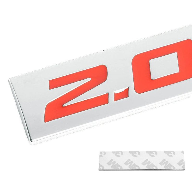 Red/Chrome 2.0L 2.0 L Sign Rear Trunk Metal Badge Decal Emblem Plate Tape-Exterior-BuildFastCar