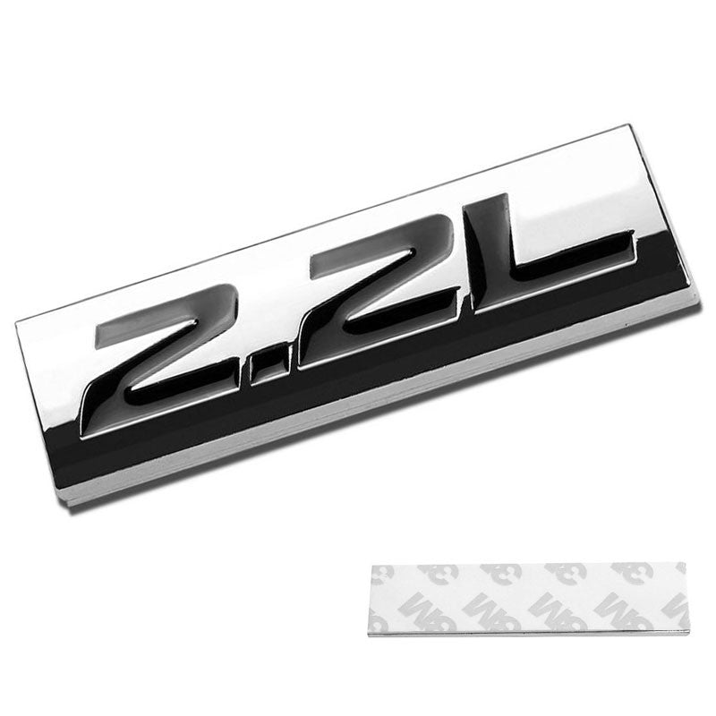 Black/Chrome 2.2L Sign Logo Rear Back Trunk Metal Badge Decal Plate Emblem 4mm-Exterior-BuildFastCar