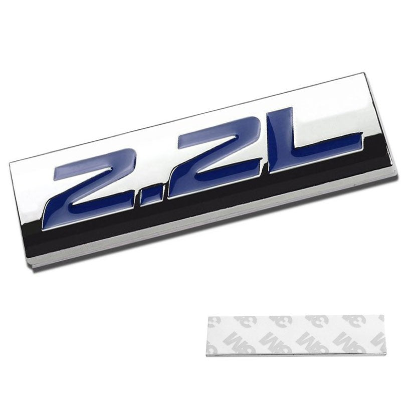 Blue/Chrome 2.2L Letter Sign Rear Trunk Polished Badge Decal Plate Emblem 4mm-Exterior-BuildFastCar