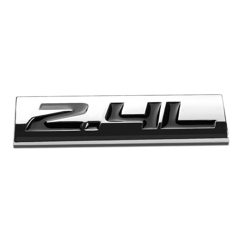 Black/Chrome 2.4L Symbol Sign Rear Trunk Polished Badge Decal 4mm Plate Emblem-Exterior-BuildFastCar