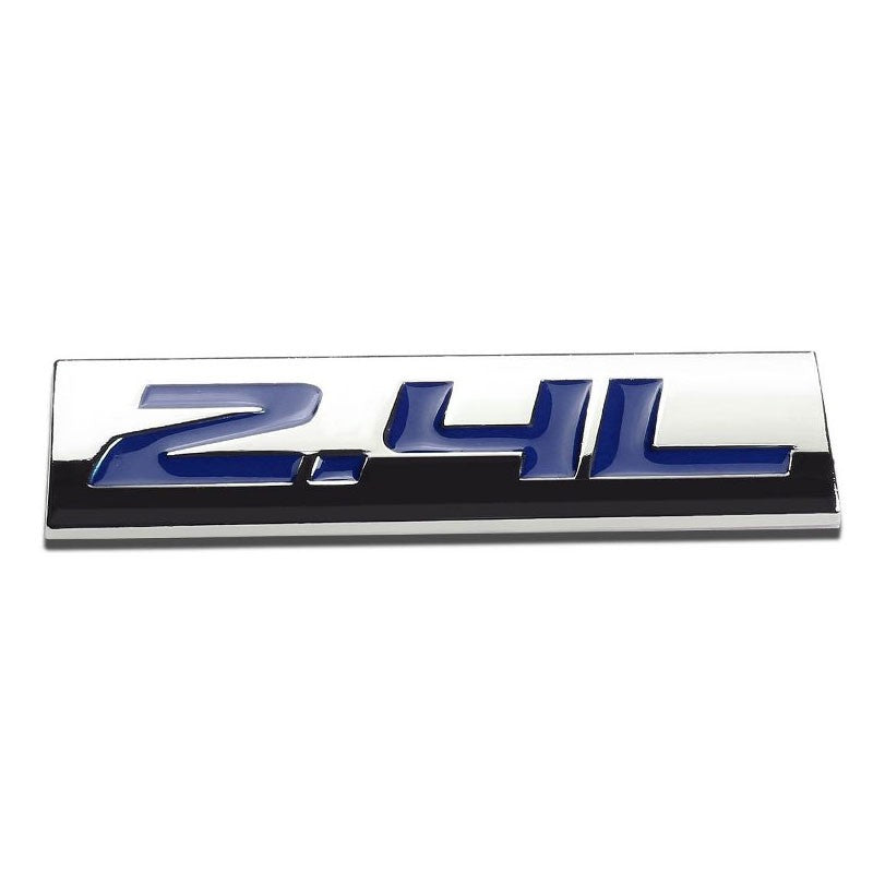 Blue/Chrome 2.4L Logo Plate Back Car Trunk Metal Plate Badge Decal Emblem-Exterior-BuildFastCar