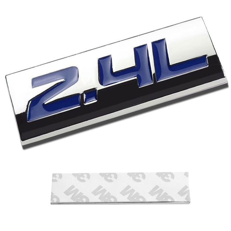 Blue/Chrome 2.4L Logo Plate Back Car Trunk Metal Plate Badge Decal Emblem-Exterior-BuildFastCar