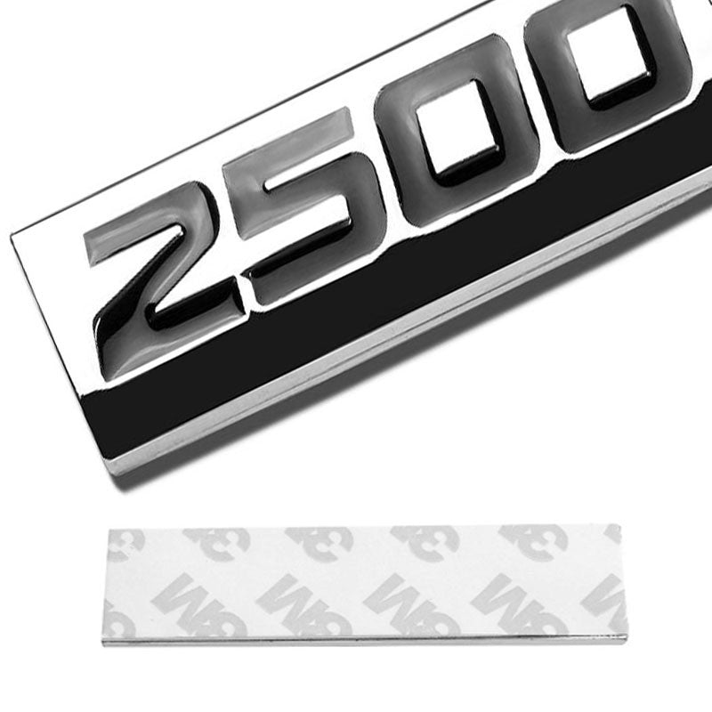 Black/Chrome 2500 Letter Sign Rear Trunk Polished Badge Decal Plate Emblem Tape-Exterior-BuildFastCar