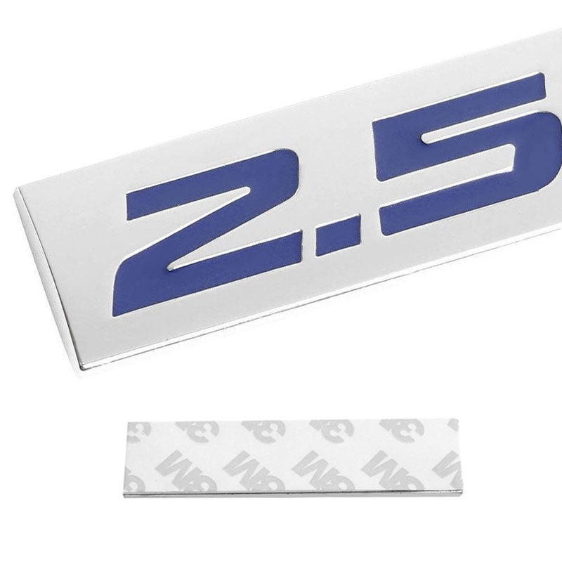 Blue/Chrome 2.5L Metal Plate Rear Trunk Badge Decal Emblem Sticker Polished-Exterior-BuildFastCar
