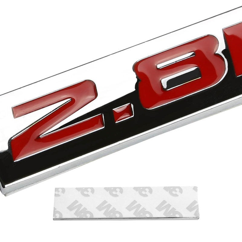 Red/Chrome 2.8L Car Sign Rear Trunk Polished Metal Badge Decal Emblem Sticker-Exterior-BuildFastCar