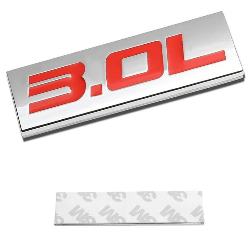 Red/Chrome 3.0L Sign Automobile Rear Trunk Polished Badge Decal Emblem 3M Tape-Exterior-BuildFastCar