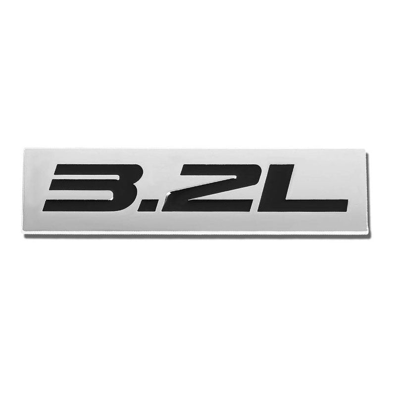 Black/Chrome 3.2L Logo Sign Rear Trunk Polished Badge Decal Plate Emblem 4mm-Exterior-BuildFastCar