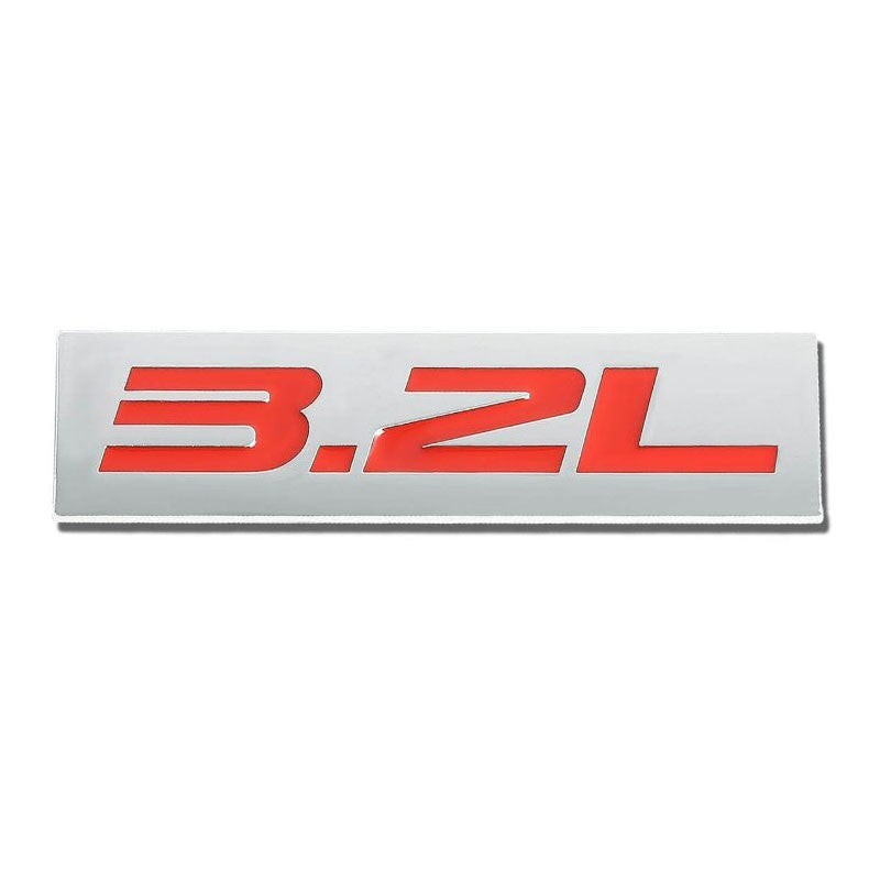 Red/Chrome 3.2L Plate Rear Trunk Polished Badge Decal Car Emblem Sticker-Exterior-BuildFastCar