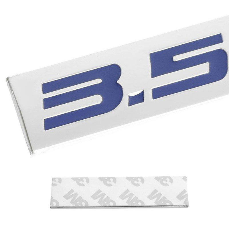Blue/Chrome 3.5L Logo Plate Back Rear Trunk Metal Badge Decal Sticker Emblem-Exterior-BuildFastCar