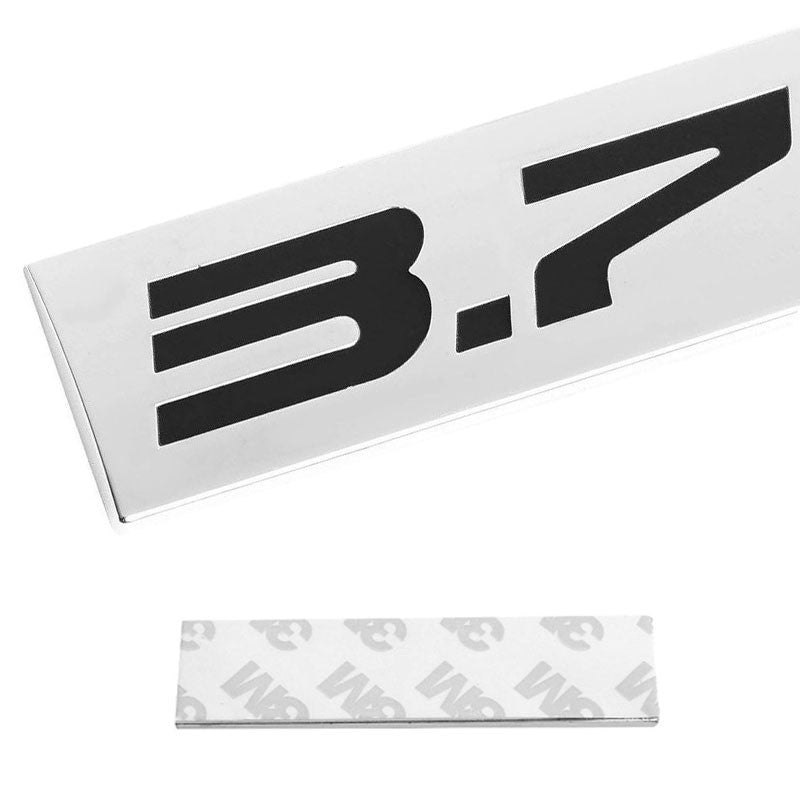 Black/Chrome 3.7L 4mm Logo Sign Rear Trunk Metal Badge Decal Plate Emblem-Exterior-BuildFastCar