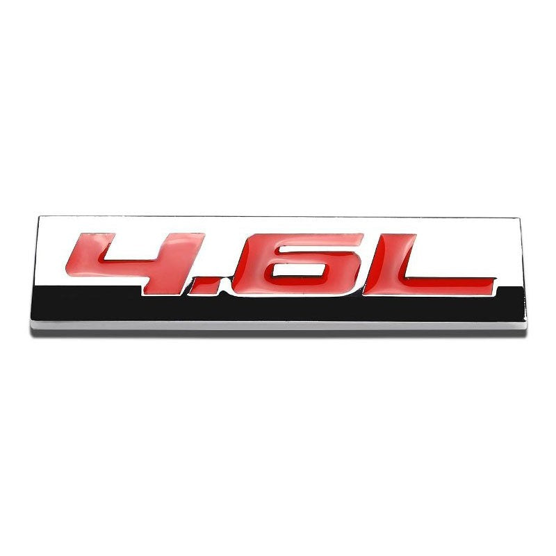 Red/Chrome 4.6L Sign Symbol Rear Trunk Polished Badge Decal Emblem 3M Tape-Exterior-BuildFastCar