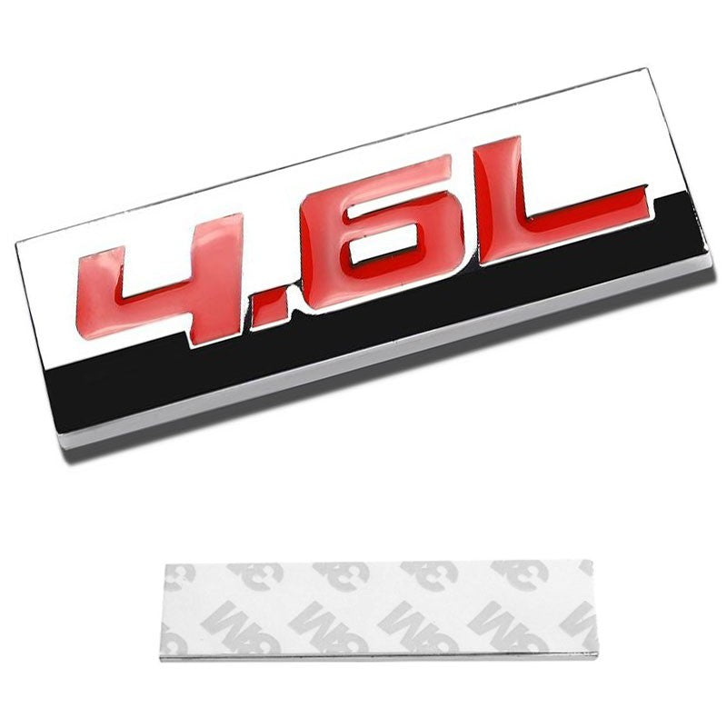 Red/Chrome 4.6L Sign Symbol Rear Trunk Polished Badge Decal Emblem 3M Tape-Exterior-BuildFastCar
