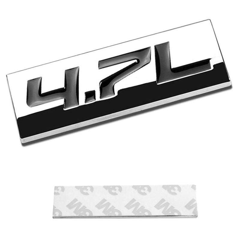 Black/Chrome 4.7L Logo Sign Rear Trunk Metal Badge Decal Emblem Plate Sticker-Exterior-BuildFastCar