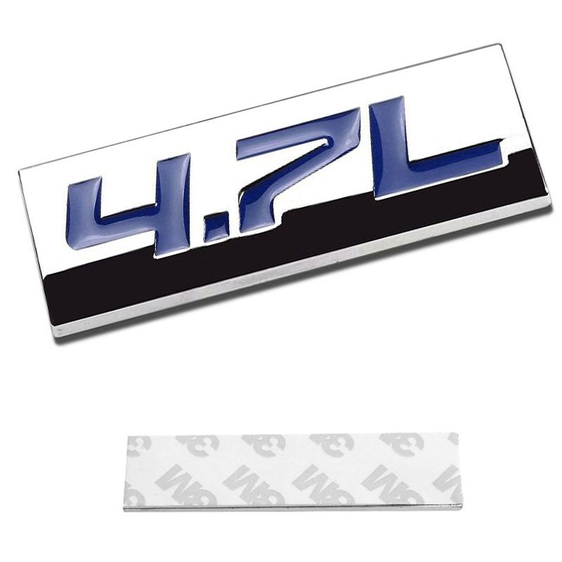 Blue/Chrome 4.7L Logo Sign Plate Rear Trunk Symbol Badge Decal Sticker Emblem-Exterior-BuildFastCar