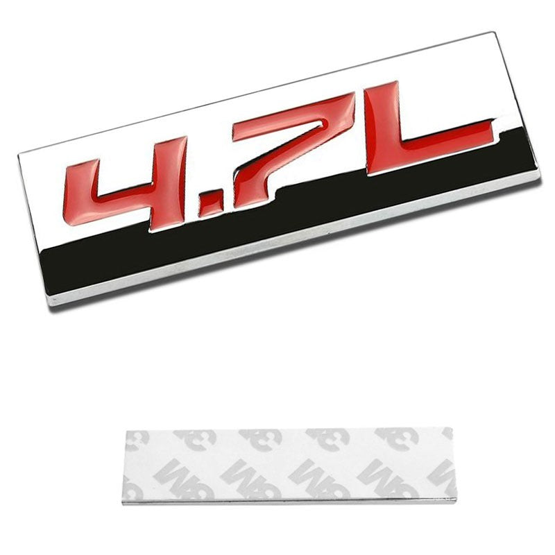 Red/Chrome 4.7L Sign Plate Rear Trunk Polished Trim Badge Decal Sticker Emblem-Exterior-BuildFastCar
