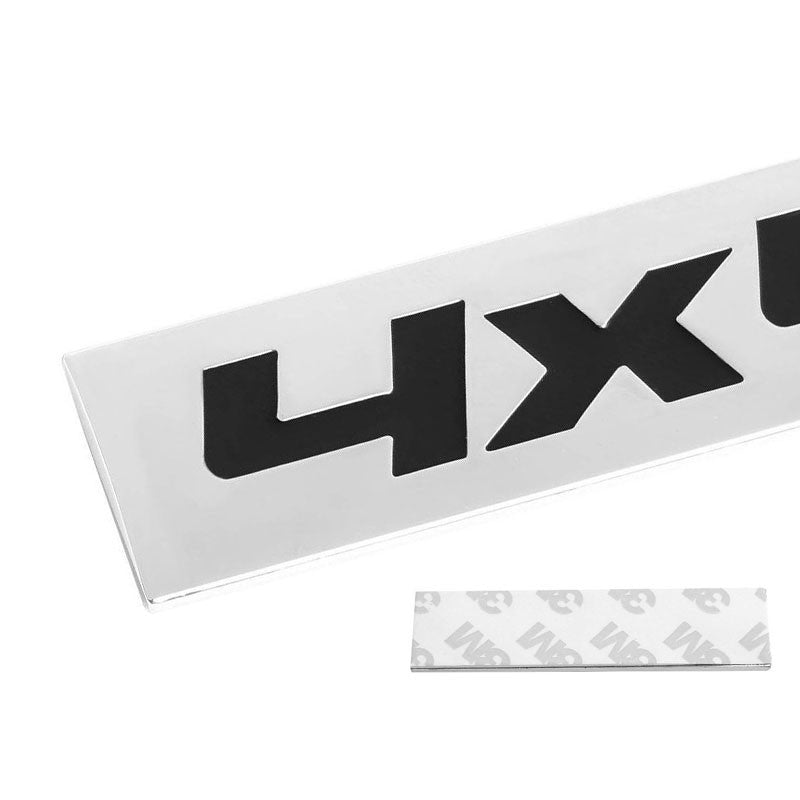 Black/Chrome 4x4 Letter Sign Rear Trunk Polished Badge Decal Plate Emblem 4mm-Exterior-BuildFastCar