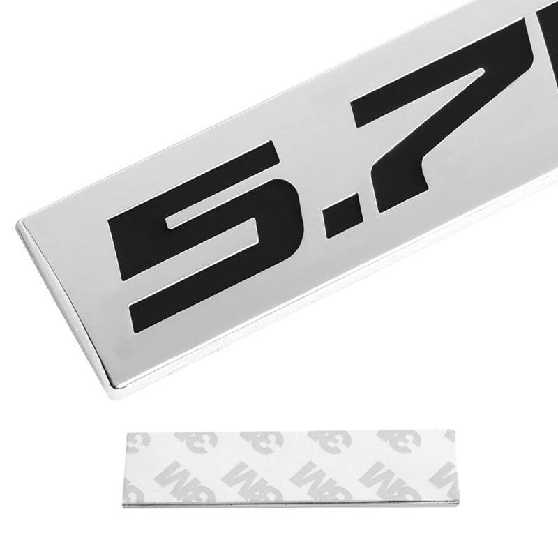 Black/Chrome 5.7L Number Sign Rear Trunk Polished Badge Decal Plate Emblem-Exterior-BuildFastCar