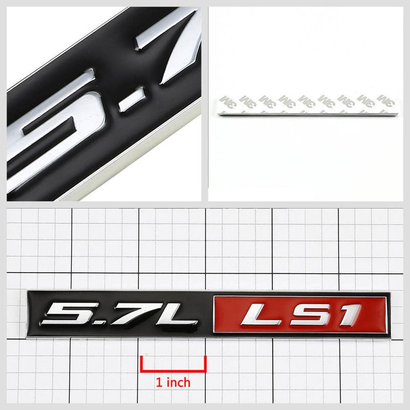 Black/Red/Chrome 5.7L LS1 V8 Engine Chevy Auto Trunk Badge Emblem Decal 3M Tape-Exterior-BuildFastCar