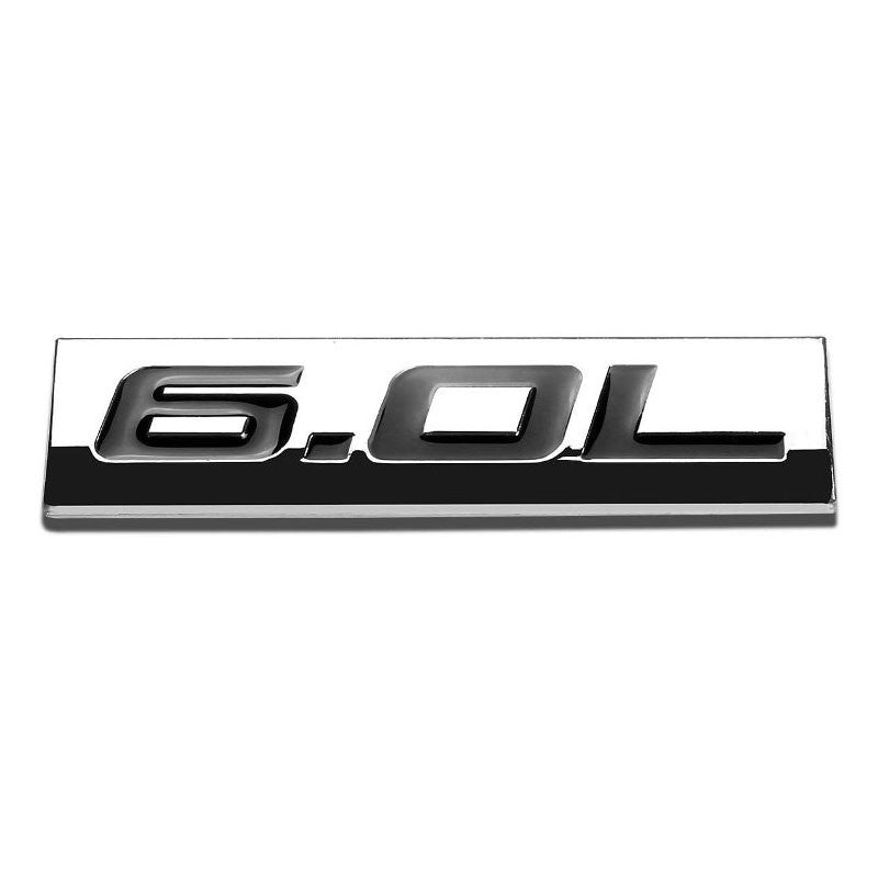 Black/Chrome 6.0L Letter Sign Logo Rear Trunk Polished Badge Decal Plate Emblem-Exterior-BuildFastCar
