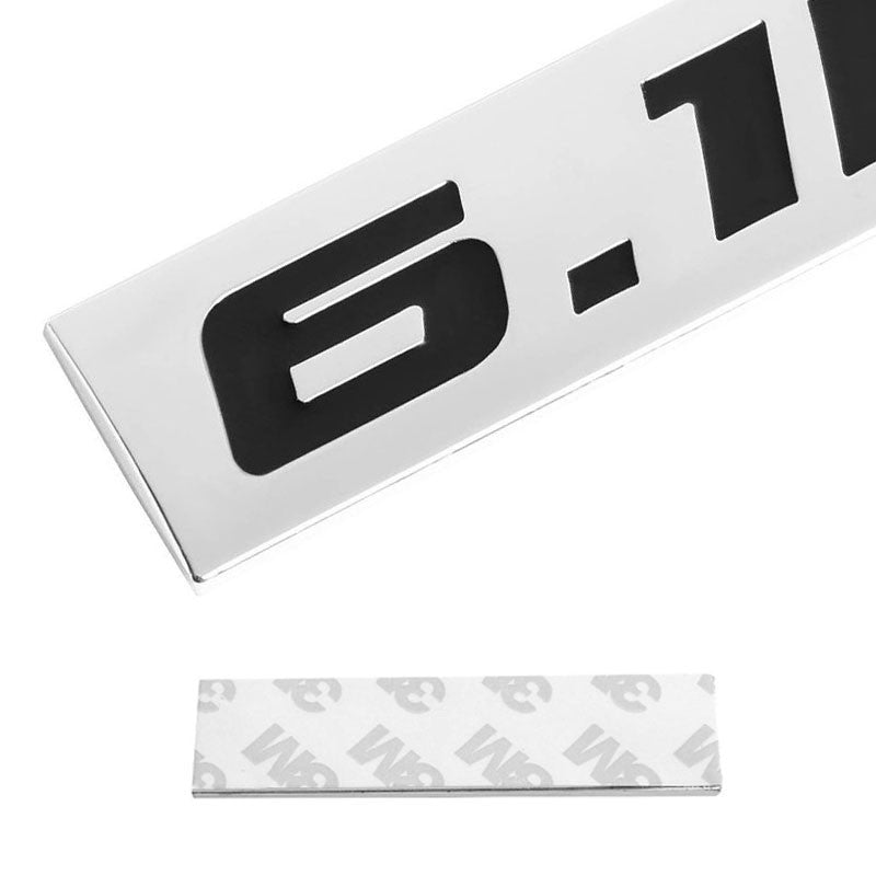Black/Chrome 6.1 L 6.1L Logo Letter Sign Rear Trunk Badge Decal Plate Emblem 4mm-Exterior-BuildFastCar