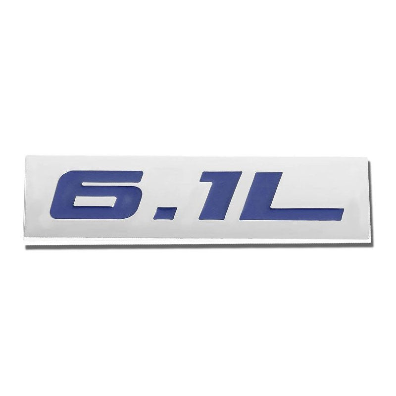 Blue/Chrome 6.1L Logo Plate Rear Trunk Polished Badge Decal Sticker Emblem-Exterior-BuildFastCar