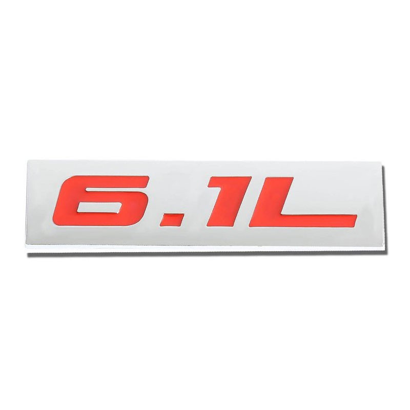 Red/Chrome 6.1L Sign Rear Trunk Polished Trim Text Badge Decal Emblem 3M Tape-Exterior-BuildFastCar