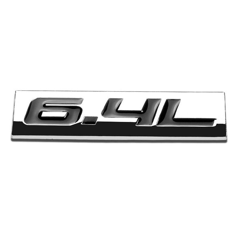 Black/Chrome 6.4L Number Sign Rear Trunk Metal Trim Badge Decal Plate Emblem-Exterior-BuildFastCar