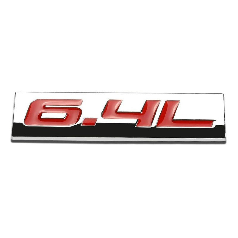 Red/Chrome 6.4L Logo Rear Trunk Polished Sign Badge Decal Emblem Plate-Exterior-BuildFastCar