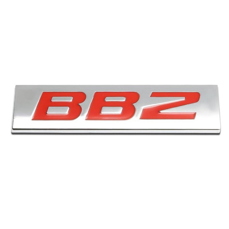 Red/Chrome BB2 Sign Logo Trim Rear Trunk Polished Auto Sport Badge Decal Emblem-Exterior-BuildFastCar