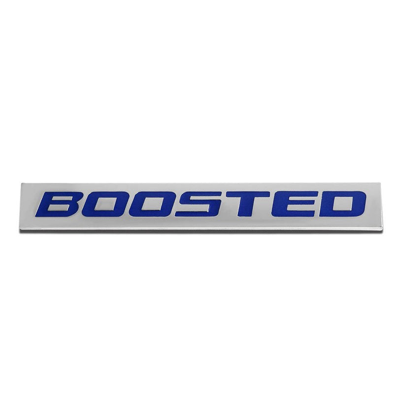 Blue/Chrome Boosted Logo Plate Rear Trunk Car Engine Metal Badge Decal Emblem-Exterior-BuildFastCar