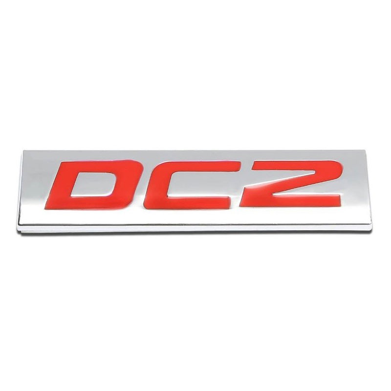 Red/Chrome DC2 Sign Logo Trim Rear Trunk Polished Badge Decal Emblem 3M Tape-Exterior-BuildFastCar