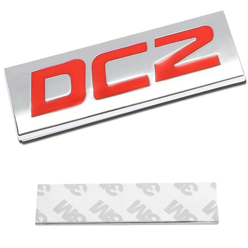 Red/Chrome DC2 Sign Logo Trim Rear Trunk Polished Badge Decal Emblem 3M Tape-Exterior-BuildFastCar