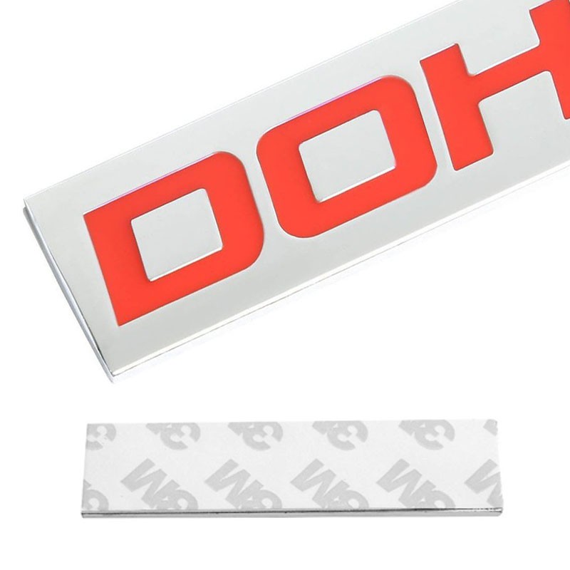 Red/Chrome DOHC Sign Trim Rear Trunk Polished Badge Decal Emblem 3M Tape-Exterior-BuildFastCar