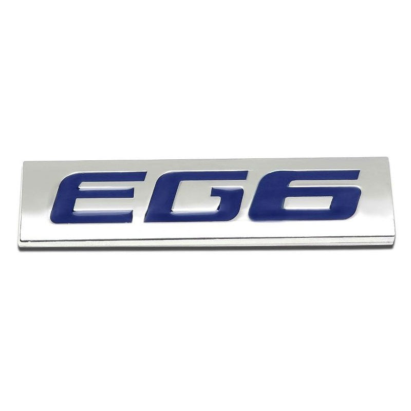 Blue/Chrome EG6 Logo Plate Engine Trunk Metal Badge Decal Sticker Emblem-Exterior-BuildFastCar