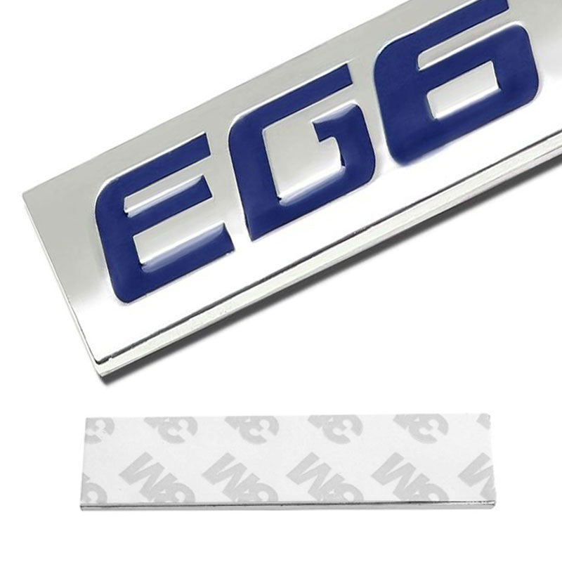 Blue/Chrome EG6 Logo Plate Engine Trunk Metal Badge Decal Sticker Emblem-Exterior-BuildFastCar