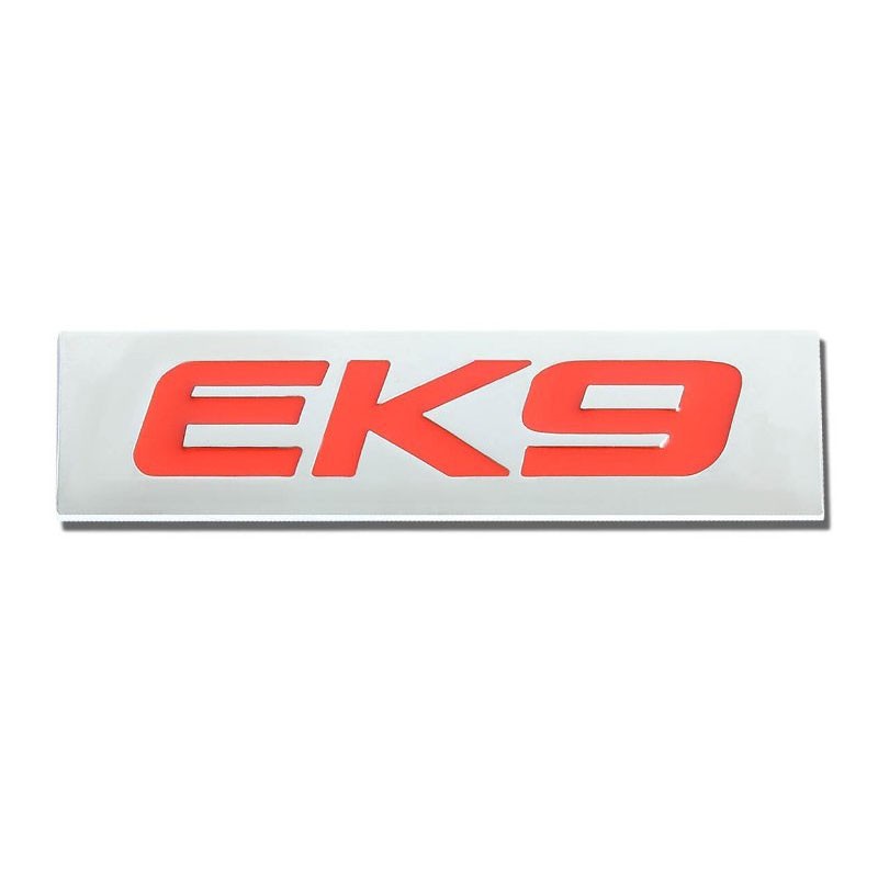 Red/Chrome EK9 Text Sign Trim Rear Trunk Polished Badge Decal Emblem 3M Tape-Exterior-BuildFastCar