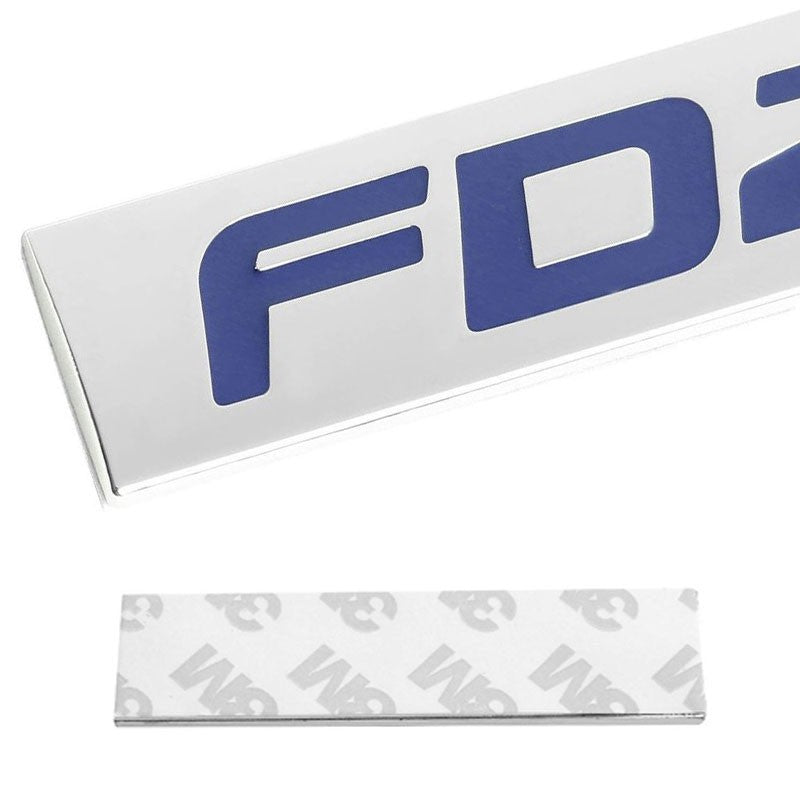 Blue/Chrome FD2 TEXT Logo Plate Auto Back Trunk Metal Badge Decal Sticker Emblem-Exterior-BuildFastCar