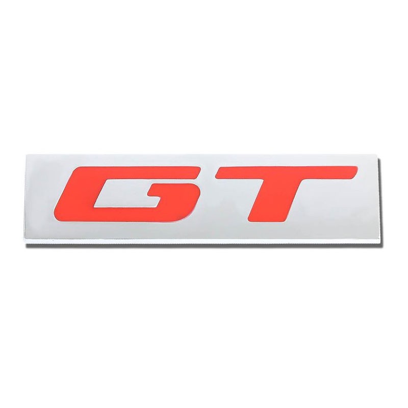 Red/Chrome GT Trim Sign Engine Rear Trunk Polished Badge Decal Emblem 3M Tape-Exterior-BuildFastCar