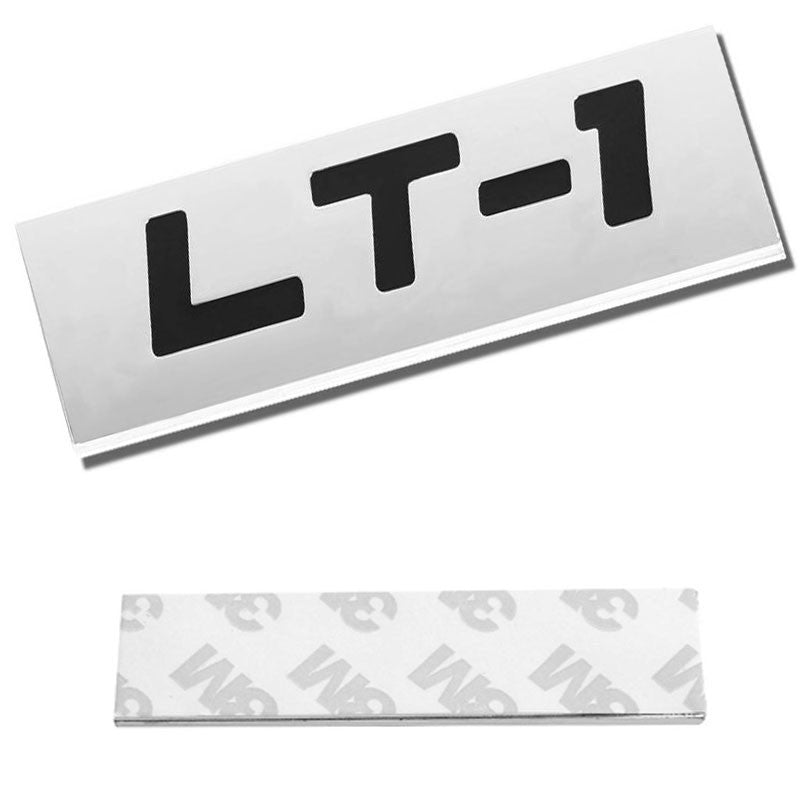 Black/Chrome LT1 Letter Logo Sign Rear Trunk Polished Badge Decal Plate Emblem-Exterior-BuildFastCar