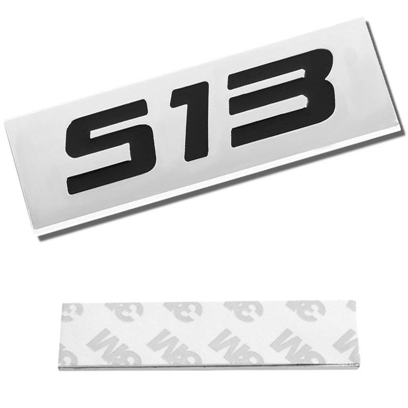 Black/Chrome S13 Number Letter Sign Rear Trunk Polished Badge Decal Plate Emblem-Exterior-BuildFastCar