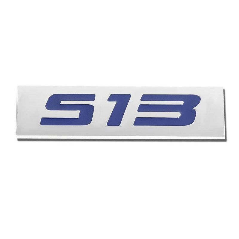 Blue/Chrome S13 Logo Plate Engine Rear Trunk Metal Badge Decal Sticker Emblem-Exterior-BuildFastCar