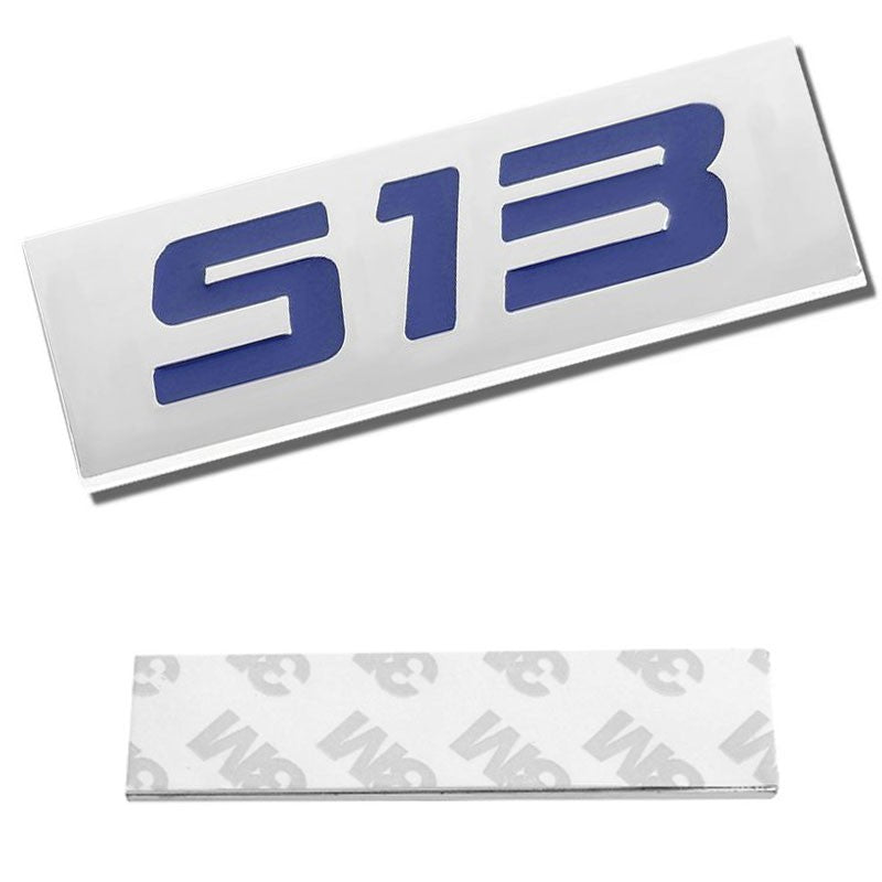 Blue/Chrome S13 Logo Plate Engine Rear Trunk Metal Badge Decal Sticker Emblem-Exterior-BuildFastCar