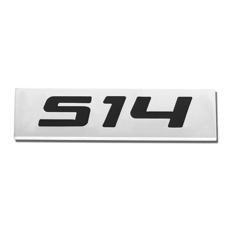 Black/Chrome S14 Letter Sign Rear Trunk Polished Badge Decal Plate Emblem 4mm-Exterior-BuildFastCar
