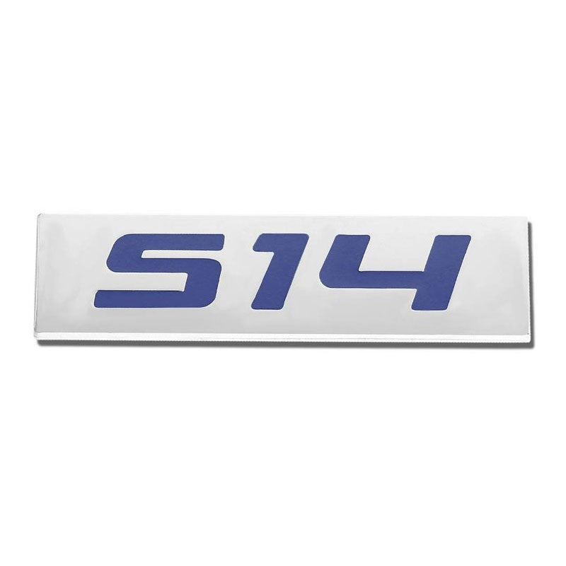 Blue/Chrome S14 Text Logo Plate Rear Trunk Metal Badge Decal Sticker Emblem-Exterior-BuildFastCar