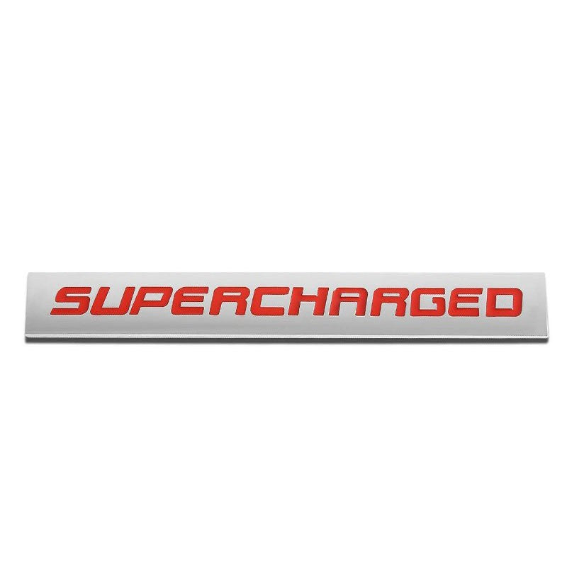 Red/Chrome SUPERCHARGED Sign Trim Sport Motor Trunk Polished Badge Decal Emblem-Exterior-BuildFastCar