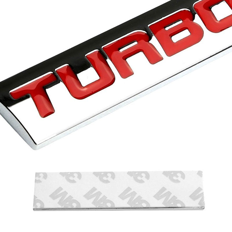 Red/Chrome TURBO Sign LOGO Trim Rear Trunk Polished Badge Decal Emblem 3M Tape-Exterior-BuildFastCar
