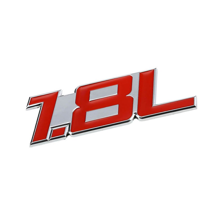 Red/Chrome 1.8L Logo Sport Car Engine Emblem Metal Decal Plate Sticker Badge-Exterior-BuildFastCar